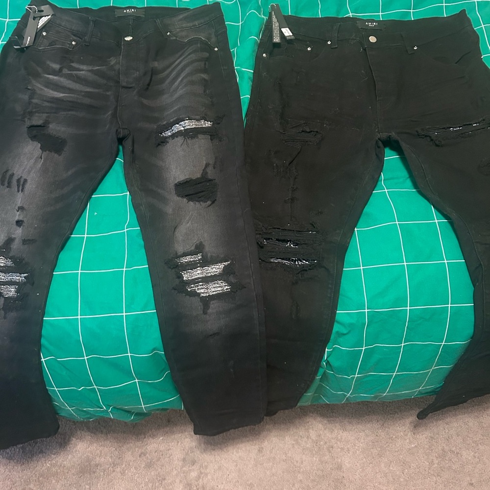 AMIRI Black Relaxed Distressed Jeans